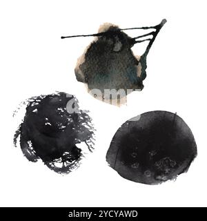 Black Watercolor Blot Backgrounds Bundle Stock Vektor