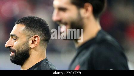 Leipzig, Deutschland. Oktober 2024. Der Liverpool-Spieler Mohamed Salah ist vor dem Fußball-Spiel der UEFA Champions League zwischen RB Leipzig und Liverpool FC im Red Bull Arena Stadion zu sehen. Quelle: Davide Elias / Alamy Live News Stockfoto