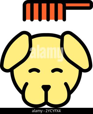 Ausrüstung Zur Pflege Von Hundewolle. Waschen Und Trocknen Des Hundes. Farbsymbol Für Haustierhaarbürste. Pflegewerkzeug isoliert auf weißem Hintergrund. Stock Vektor