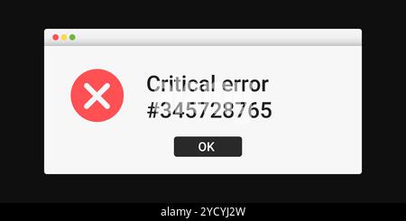 Moderne kritische Fehlermeldung auf dem Bildschirm. Stock Vektor