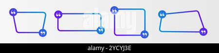 Farbenfroher Satz von Anführungsrahmen ohne Text mit Verlauf. Stock Vektor