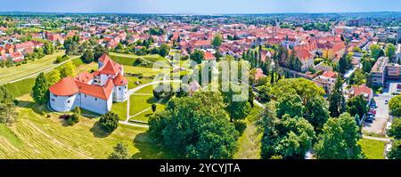 Historische Altstadt von Varazdin Antenne Panoramaaussicht Stockfoto