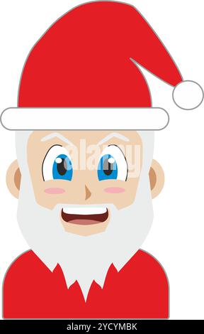 Japanische Anime-Stil Clipart-Illustration von lächelndem Santa Claus Gesicht Stockfoto