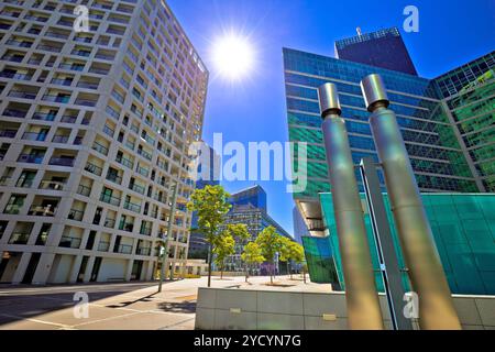 DonauCity Bussinses Viertel von Viena Skyscarper Blick Stockfoto