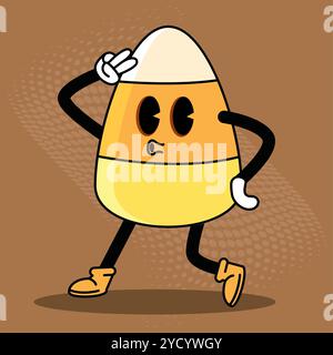 Bonbon Corn Charakter posiert mit verspieltem Ausdruck, Vector Stock Vektor