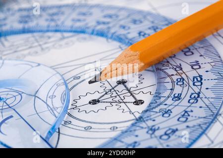 Zeichendetails und Bleistift Stockfoto