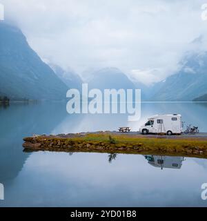 Familienurlaub RV, Urlaub Reise in Wohnmobil Stockfoto