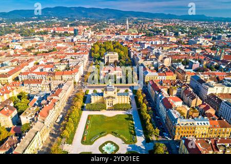 Das historische Stadtzentrum von Zagreb aus der Vogelperspektive Stockfoto