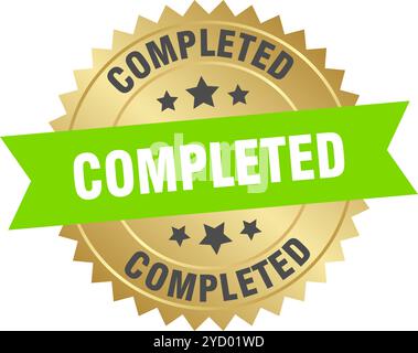 Vollständiges rundes grünes und goldenes Etikett, isoliert auf transparentem Hintergrund. Abgeschlossen Stock Vektor