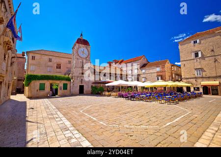 UNESCO-Stadt Trogir Hauptplatz Panoramaaussicht Stockfoto