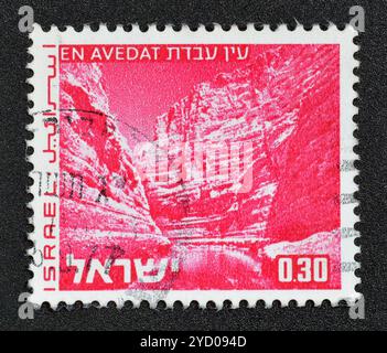 Gestempelte Briefmarke von Israel, auf der EN Avedat zu sehen ist, um 1972. Stockfoto