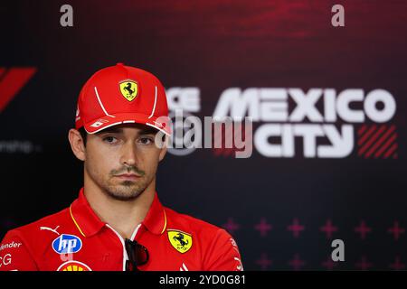 Mexiko-Stadt, Mexiko. Oktober 2024. LECLERC Charles (mco), Scuderia Ferrari SF-24, Portrait-Pressekonferenz während der Formel 1 Gran Premio de la Ciudad de Mexico 2024, 20. Runde der Formel-1-Weltmeisterschaft 2024 vom 25. Bis 27. Oktober 2024 auf dem Autodromo Hermanos Rodriguez in Mexiko-Stadt, Mexiko - Foto Eric Alonso/DPPI Credit: DPPI Media/Alamy Live News Stockfoto