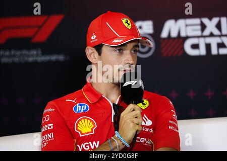 Mexiko-Stadt, Mexiko. Oktober 2024. LECLERC Charles (mco), Scuderia Ferrari SF-24, Portrait-Pressekonferenz während der Formel 1 Gran Premio de la Ciudad de Mexico 2024, 20. Runde der Formel-1-Weltmeisterschaft 2024 vom 25. Bis 27. Oktober 2024 auf dem Autodromo Hermanos Rodriguez in Mexiko-Stadt, Mexiko - Foto Eric Alonso/DPPI Credit: DPPI Media/Alamy Live News Stockfoto