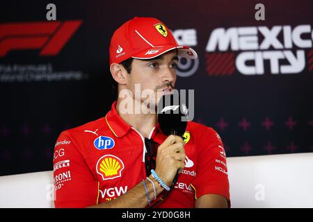 Mexiko-Stadt, Mexiko. Oktober 2024. LECLERC Charles (mco), Scuderia Ferrari SF-24, Portrait-Pressekonferenz während der Formel 1 Gran Premio de la Ciudad de Mexico 2024, 20. Runde der Formel-1-Weltmeisterschaft 2024 vom 25. Bis 27. Oktober 2024 auf dem Autodromo Hermanos Rodriguez in Mexiko-Stadt, Mexiko - Foto Eric Alonso/DPPI Credit: DPPI Media/Alamy Live News Stockfoto