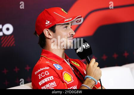 Mexiko-Stadt, Mexiko. Oktober 2024. LECLERC Charles (mco), Scuderia Ferrari SF-24, Portrait-Pressekonferenz während der Formel 1 Gran Premio de la Ciudad de Mexico 2024, 20. Runde der Formel-1-Weltmeisterschaft 2024 vom 25. Bis 27. Oktober 2024 auf dem Autodromo Hermanos Rodriguez in Mexiko-Stadt, Mexiko - Foto Eric Alonso/DPPI Credit: DPPI Media/Alamy Live News Stockfoto