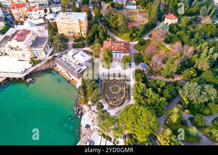 Park Angiolina in Opatija aus der Vogelperspektive Stockfoto