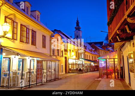 Historische alte Tkalciceva Straße von Zagreb Abendblick Stockfoto