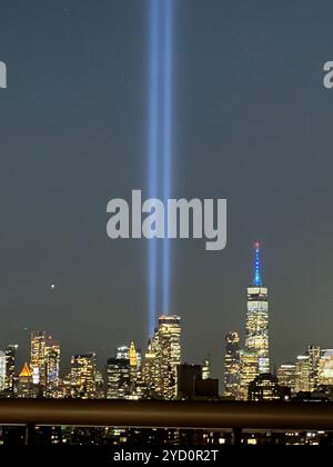 Tribute in Light - 911 Memorial Evening NYC Stockfoto