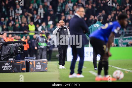 UNGARN, BUDAPEST, Ferencvaros TC gegen OGC Nizza - UEFA Europa League 2024/2025 24. Oktober 2024 in Budapest, Ungarn: UEFA Europa League Spiel zwischen Ferencvaros und Nizza in der Groupama Arena an. Stockfoto