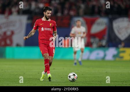 Dominik Szoboszlai vom FC Liverpool wurde während des UEFA Champions League-Spiels zwischen RB Leipzig und FC Liverpool in der Red Bull Arena gespielt. Endergebnis; RB Leipzig 0:1 FC Liverpool. Stockfoto