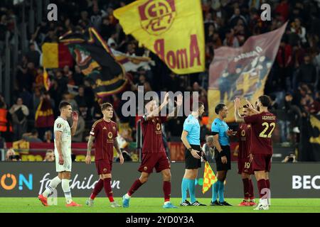 Rom, Italien 24.10.2024: Während der UEFA Europa League 2024-2025, Tag 3, Fußballspiel zwischen AS Roma und Dynamo Kiev im Olympiastadion in Rom. Stockfoto