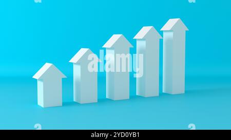 3D-Diagrammpfeile nach oben. 3D-Abbildung Stockfoto
