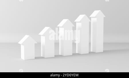 3D-Diagrammpfeile nach oben. 3D-Abbildung Stockfoto