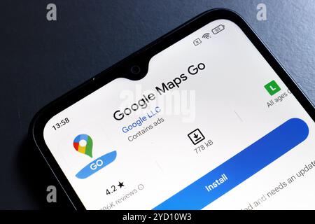 24. Oktober 2024, Portugal. In dieser Abbildung wird das Google Maps Go App-Logo auf einem Smartphone-Bildschirm angezeigt Stockfoto
