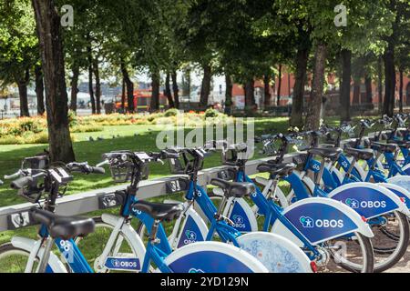 Oslo, Norwegen - 18. August 2018: Erkunden Sie Oslo tagsüber mit dem Citybike in einem wunderschönen grünen Park Stockfoto