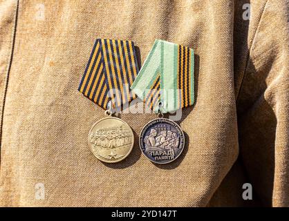 Parade in Kuibyshev 1941 Gedenkmedaillen Stockfoto