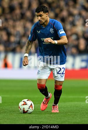 Glasgow, Großbritannien. Oktober 2024. Jeft der Rangers während des Spiels der UEFA Europa League im Ibrox Stadium, Glasgow. Der Bildnachweis sollte lauten: Neil Hanna/Sportimage Credit: Sportimage Ltd/Alamy Live News Stockfoto