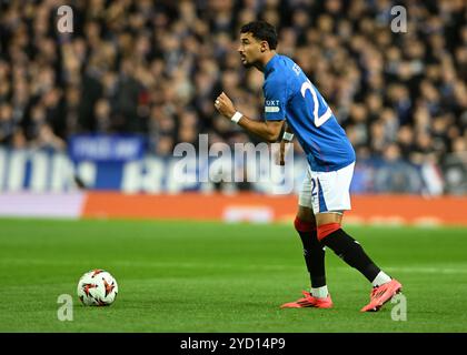 Glasgow, Großbritannien. Oktober 2024. Jeft der Rangers während des Spiels der UEFA Europa League im Ibrox Stadium, Glasgow. Der Bildnachweis sollte lauten: Neil Hanna/Sportimage Credit: Sportimage Ltd/Alamy Live News Stockfoto