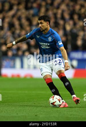 Glasgow, Großbritannien. Oktober 2024. Jeft der Rangers während des Spiels der UEFA Europa League im Ibrox Stadium, Glasgow. Der Bildnachweis sollte lauten: Neil Hanna/Sportimage Credit: Sportimage Ltd/Alamy Live News Stockfoto