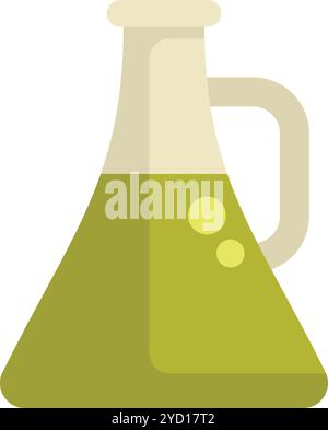 Laborgläser mit grünem Symbol für chemische Flüssigkeiten in flacher Ausführung Stock Vektor