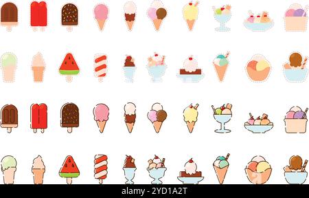 Satz farbiger Eissymbole Vektor Stock Vektor