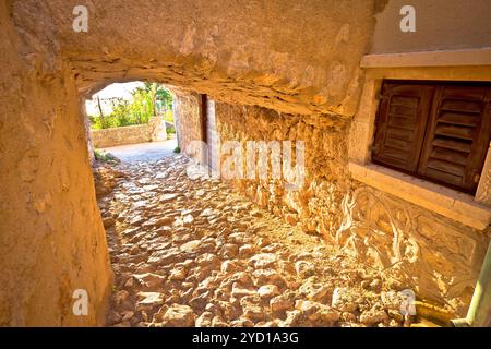 Stadt Vrbnik historischen Stein Straße Passage anzeigen Stockfoto