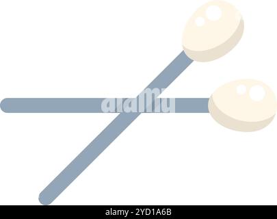 Einfache Vektorillustration von zwei Baumwollknospen, die überkreuzt liegen, mit blauen Griffen und weißen Baumwollspitzen Stock Vektor