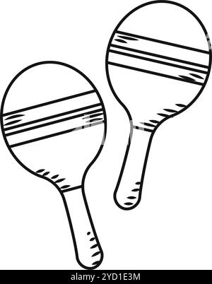 Handgezeichnetes Maracas-Symbol, das mexikanische Musik darstellt Vektor Stock Vektor