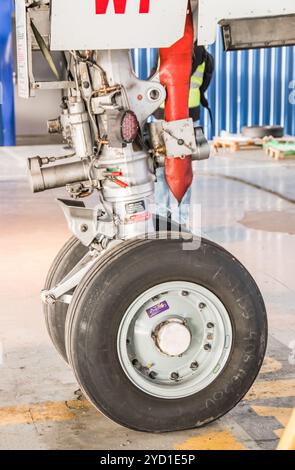 Flugzeughangar. Fluggesellschaft Russland. Holen Sie Flugzeuge ab. Neue Flugzeuge. Offizielle Beobachtung am Flughafen Pulkovo, St. Petersburg, Russland, 28. November 2018 Stockfoto