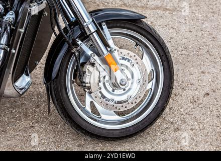 Vorderrad eines Sportmotorrads Stockfoto