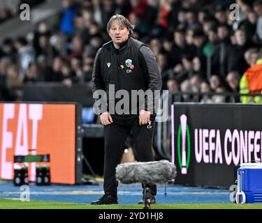 Craig Harrison Cheftrainer der New Saints während des UEFA Conference League-Spiels The New Saints gegen Astana in New Meadow, Shrewsbury, Großbritannien, 24. Oktober 2024 (Foto: Cody Froggatt/News Images) Stockfoto