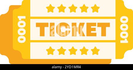 Einfaches gelbes Ticket gewährt Zutritt mit fünf Sternen und der Nummer 1000 auf jeder Seite Stock Vektor