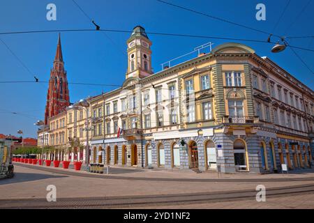 Osijek Hauptplatz und Cathedral Street View, slavonija Region von Kroatien Stockfoto