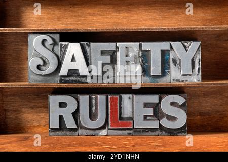 Tabelle mit Sicherheitsregeln Stockfoto