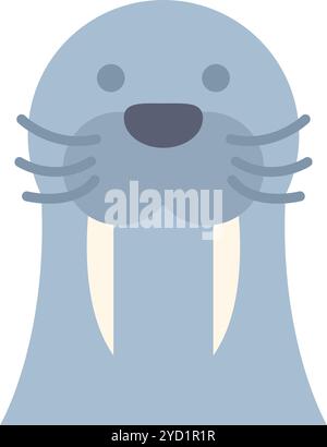 Minimalistische Vektor-Illustration eines Walrossgesichts, vorwärts blickend, auf einem weißen Hintergrund Stock Vektor