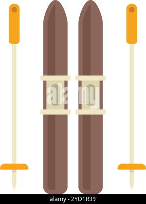 Diese Vektor-Illustration zeigt ein Paar klassische Bergski und Stöcke, perfekt für die Darstellung von Wintersport und Aktivitäten Stock Vektor