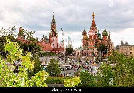 Spasskaya Turm des Moskauer Kremls, Kathedrale von Vasily Selig Stockfoto