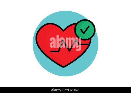 Heartbeat-Symbol. Symbolstil für farbige Umrisse. Symbol für medizinische Geräte. Vektor-Illustration für Integritätselemente Stock Vektor