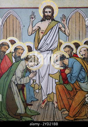 Illustration der Anschuldigung Christi an seine Jünger nach seiner Auferstehung durch W. S Stacey aus dem 19. Jahrhundert die Apostel N. O1 Buchen Sie nach Stockfoto