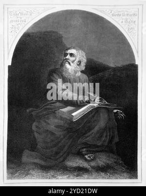 Gravur des Prrrrophet Jesaja in Antique 1776 Ausgabe der National Illustrated Family Bible die Heilige Bibel mit Kommentaren mit Scott und He Stockfoto